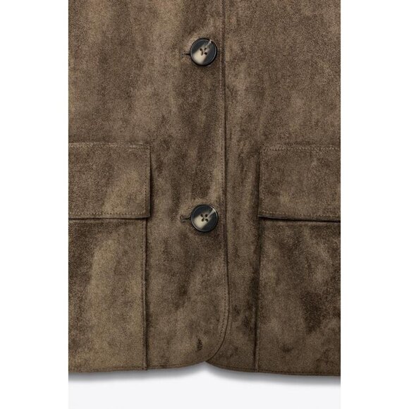 ZARA FAUX SUEDE CROPPED JACKET - Picture 8 of 8